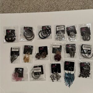 Paparazzi Silver and Blue Beaded Hoop Statement Earrings